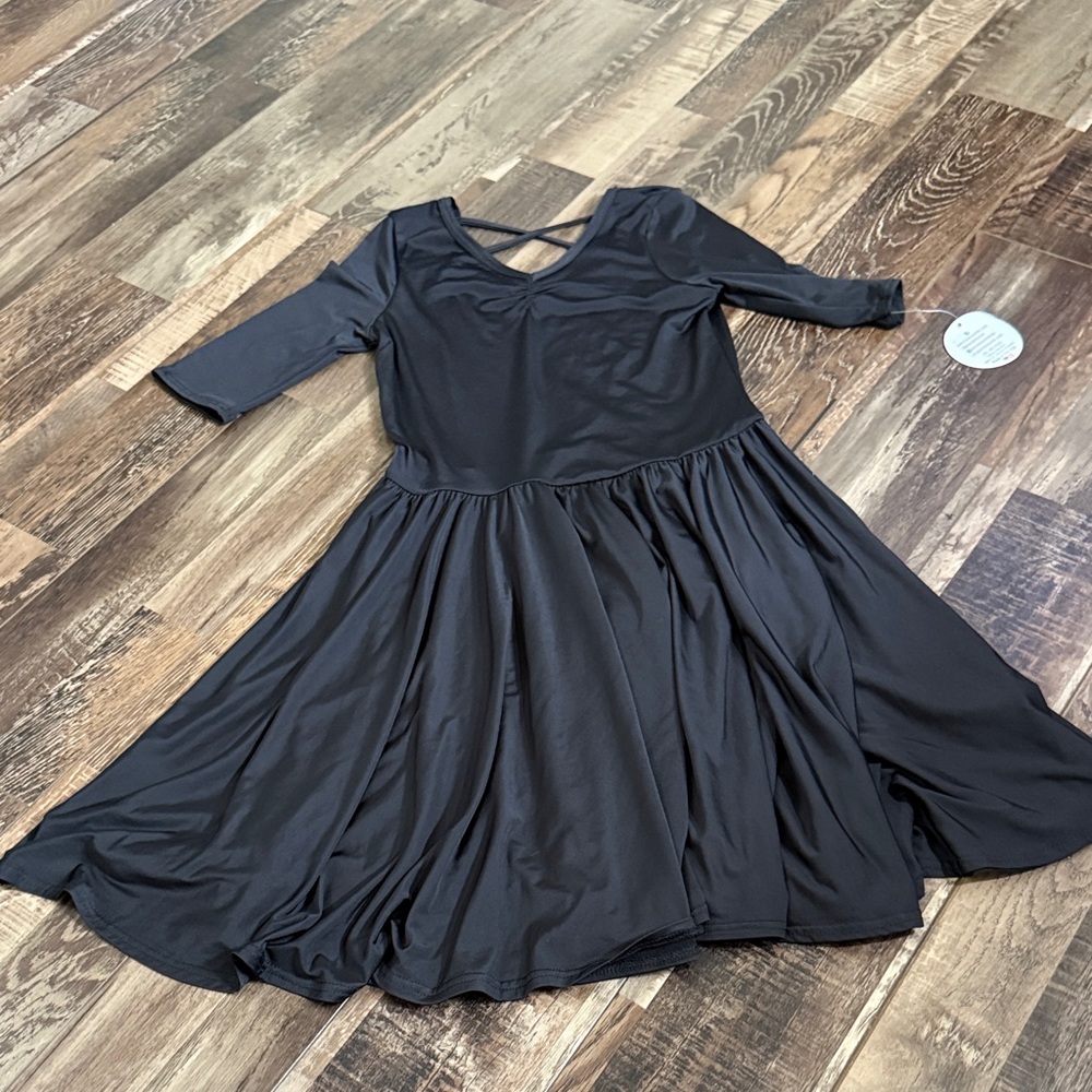 Dot Dot Smile Black Twirl Dress with 3/4 Sleeves